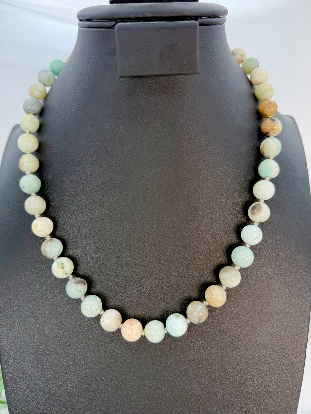 Park Lane Amazonite Necklace Natural Stone Signed 18”-22” Multicolor Blue Green